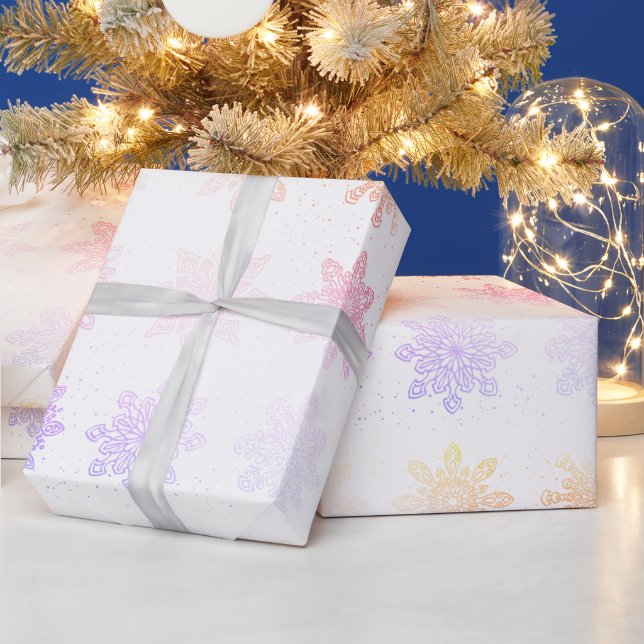 Elegant Holographic Snowflake Christmas Pattern Wrapping Paper (Holidays)