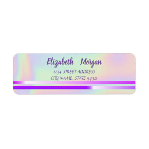 Elegant Holographic, Stripes Address Label