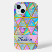 Elegant holographic trendy faux gold geometric
