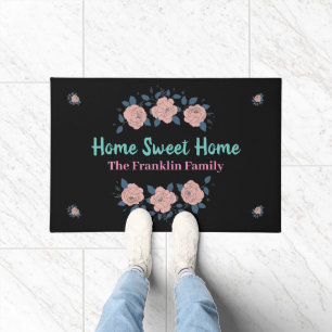 Elegant Home Flowers Family Floral Personalise Doormat