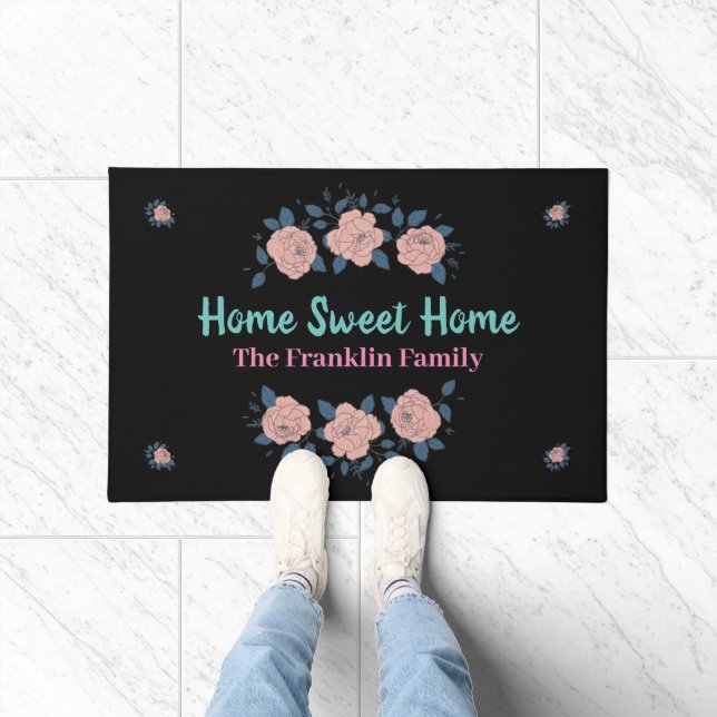 Elegant Home Flowers Family Floral Personalise Doormat (Indoor)