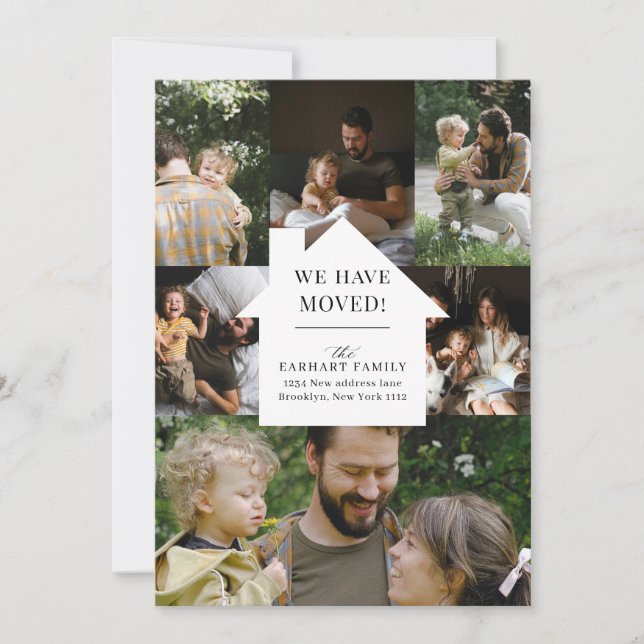 Elegant Home Photo Collage Moving Announcement (Front)