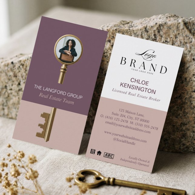 Elegant Home Real Estate Key Professional Photo Business Card (Creator Uploaded)