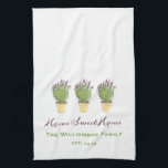 Elegant Home Sweet Home Family Monogram | Lavender Tea Towel<br><div class="desc">Elegant Home Sweet Home and Family Monogram  | Lavender. This is a template for you to add your family details.</div>