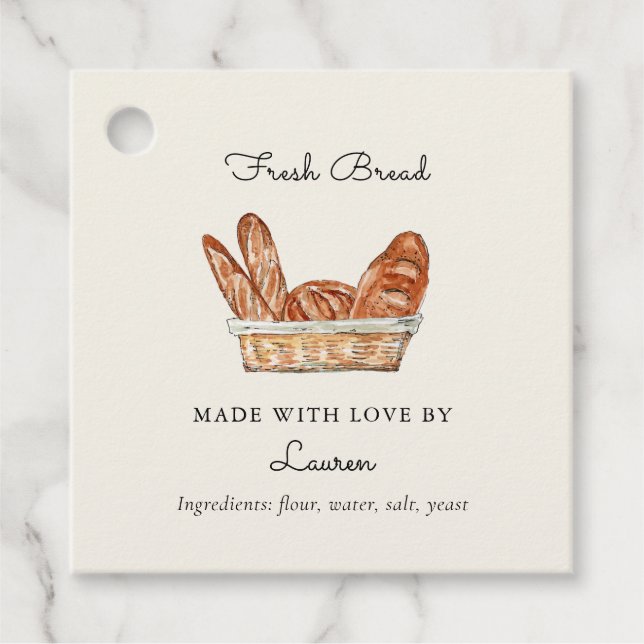 Elegant Homemade Fresh Bread  Favour Tags (Front)