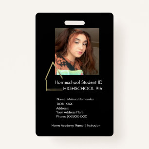Elegant Homeschooling School ID Black Badge ID Badge