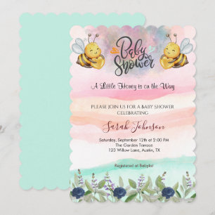 Elegant Honey Bee Baby Shower Invitation