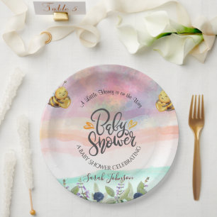 Elegant Honey Bee Baby Shower Party Decor Balloon Paper Plate