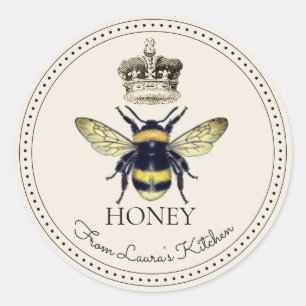 Elegant Honey Bee Classic Round Sticker
