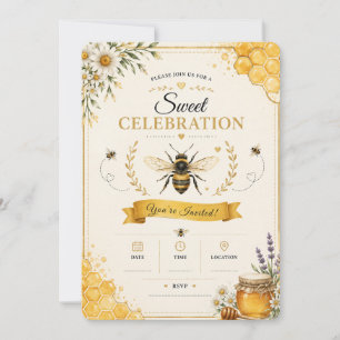 Elegant Honey Bee Floral Invitation