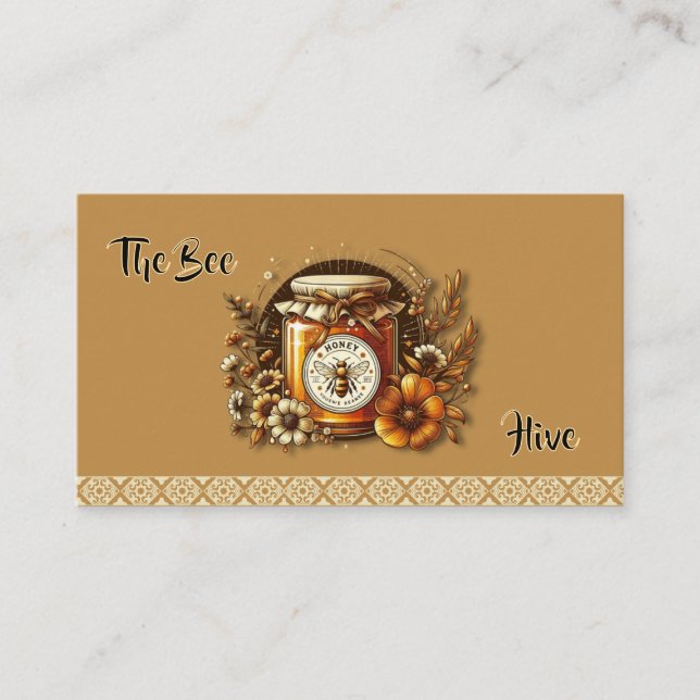 Elegant Honey Jar for Beekeepers & Honey Producers Business Card (Front)