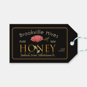 Elegant Honey Jar or Gift Basket Label Bee Poppy 