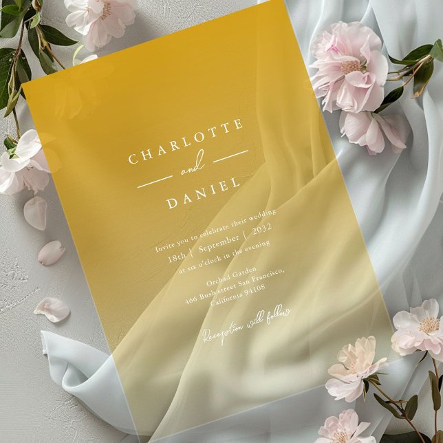 Elegant Honey Yellow Gradient Acrylic Wedding Invitations (Elegant Honey Yellow Gradient Acrylic Wedding Invitations)