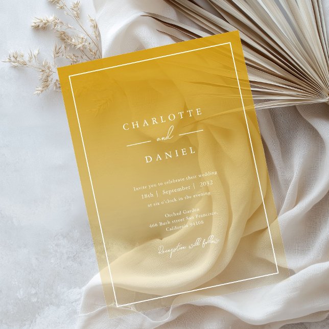 Elegant Honey Yellow Gradient Acrylic Wedding Invitations (Elegant Honey Yellow Gradient Acrylic Wedding Acrylic Invitations)