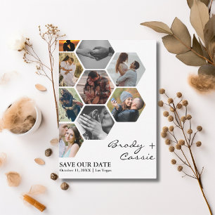 Elegant Honeycomb Photo Wedding Save the Date