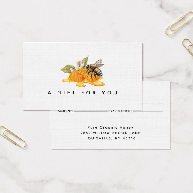 Elegant Honeycombs with bee gift card (Office)