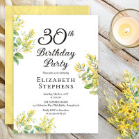 Elegant Honeysuckle 30th Birthday Yellow Floral