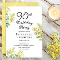 Elegant Honeysuckle 90th Birthday Yellow Floral