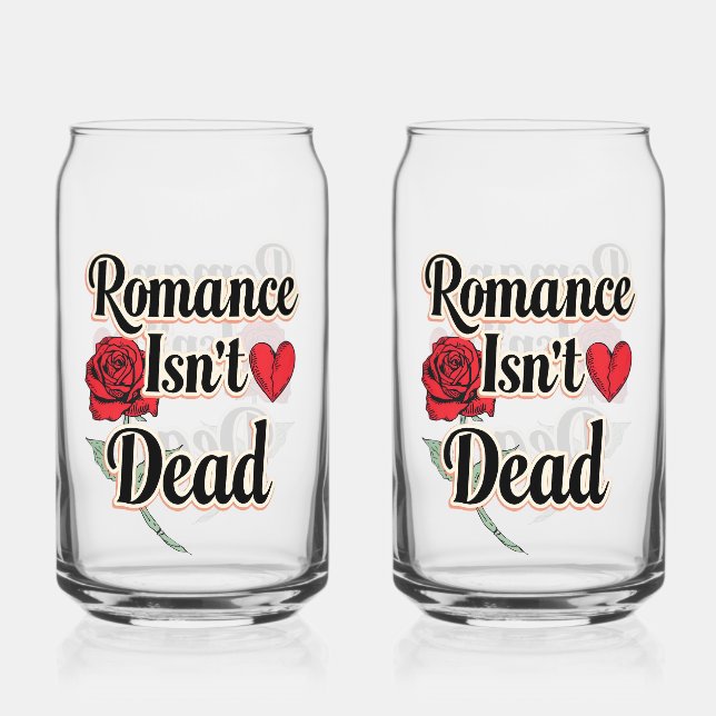 Elegant Hopeless Romantic Quote Can Glass (Front)