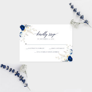 Elegant Horizon Blue Calligraphy Wedding RSVP Card