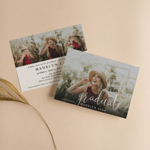 Elegant Horizontal Four Photo 2023 Graduation Invi Invitation