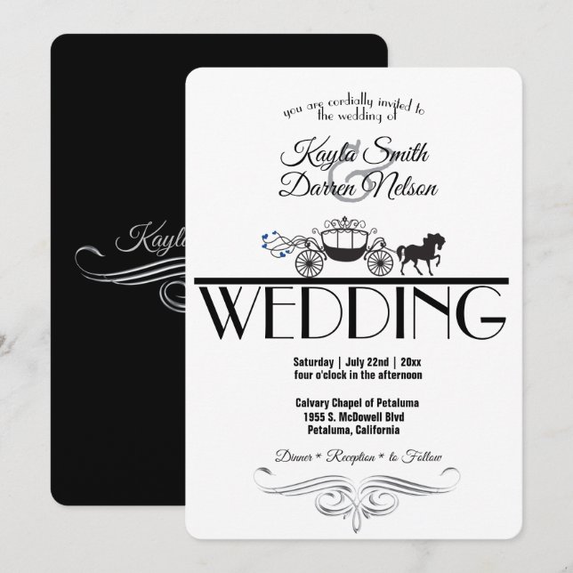 Elegant Horse and Buggy Wedding Invitation (Front/Back)