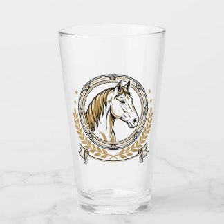 Elegant Horse Crest Badge With Gold Accents Glass