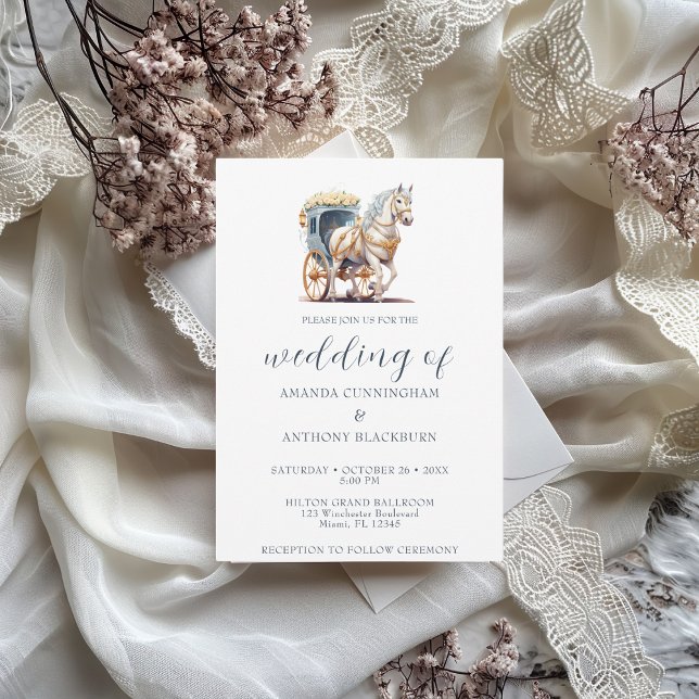 Elegant Horse Drawn Carriage Wedding Invitation (Creator Uploaded)