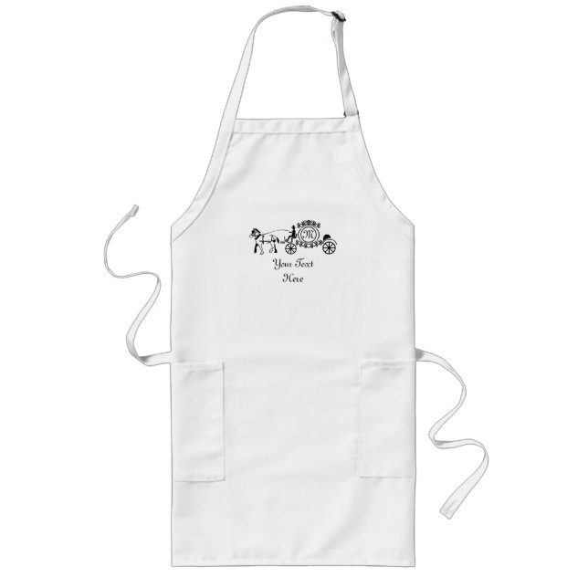 Elegant Horse Drawn Wedding Wagon Monogram Long Apron (Front)