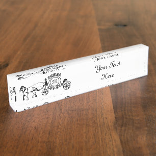 Elegant Horse Drawn Wedding Wagon Monogram Nameplate