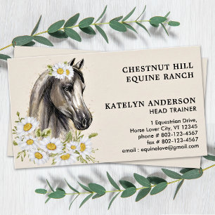 Elegant Horse Floral Personalise Equestrian Equine Business Card