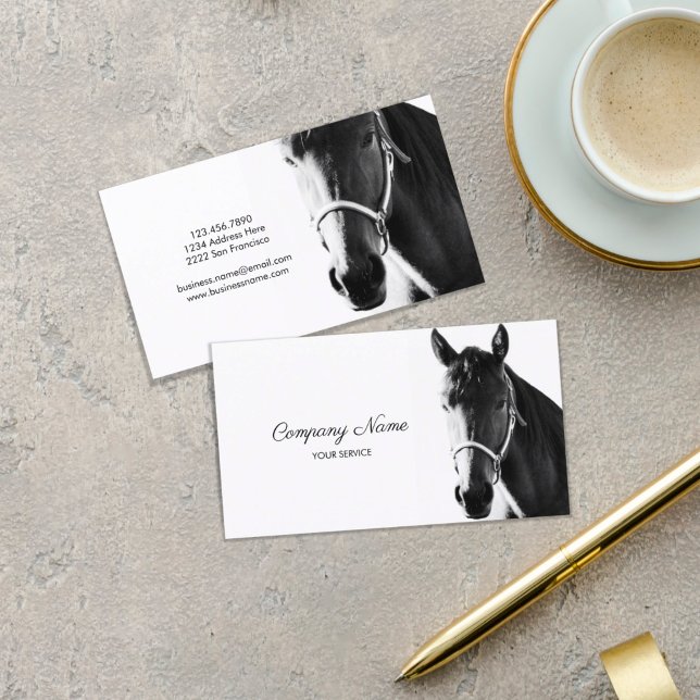 Elegant Horse Head Black White Business Card (Creator Uploaded)