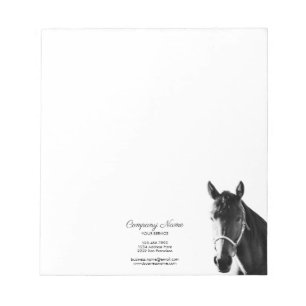 Elegant Horse Head BW Personalised Business Notepad