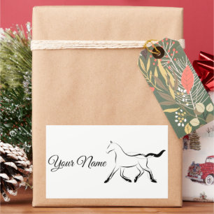 Elegant horse in black colour rectangular sticker