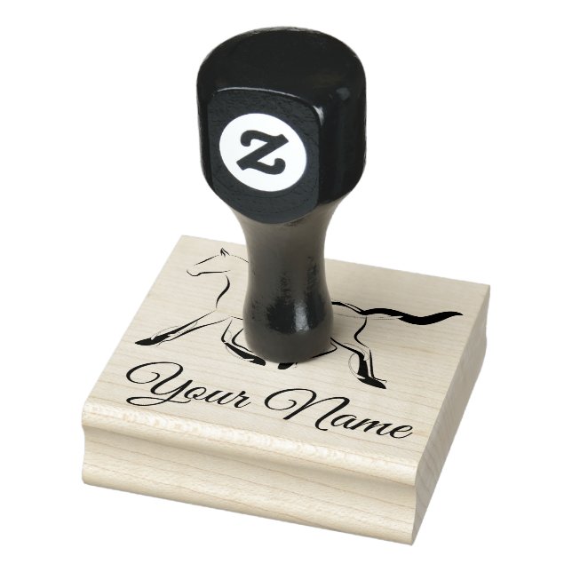 Elegant horse in black colour rubber stamp (Stamp)