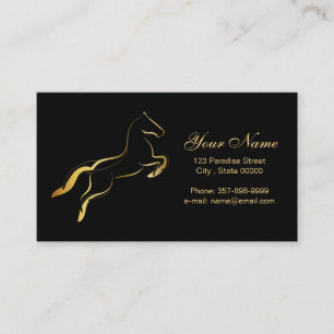Elegant horse in Gold Colour Business Card