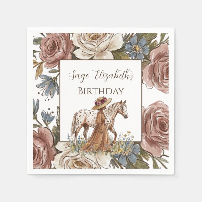 Elegant Horse Lover Birthday  Napkin (Front)