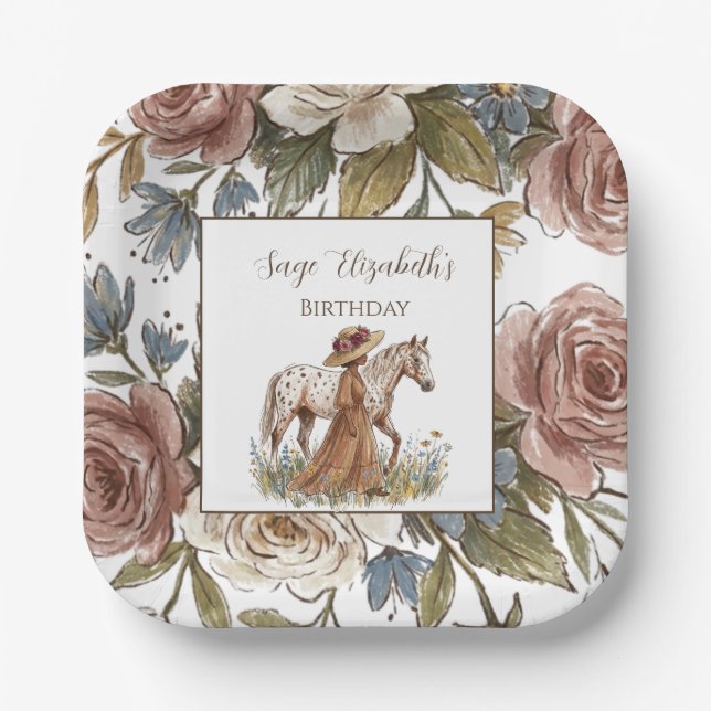 Elegant Horse Lover Birthday  Plate (Front)