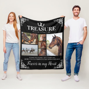 Elegant Horse Memorial Photo Collage Fleece Blanket