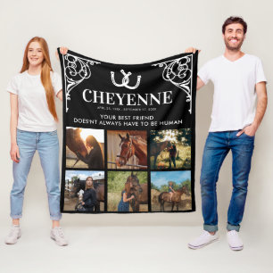 Elegant Horse Memorial Photo Collage Fleece Blanket
