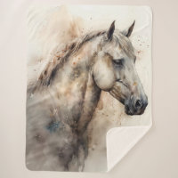 Elegant Horse Portrait Watercolor Style Equestrian