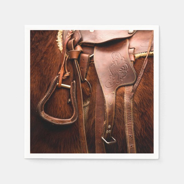 Elegant Horse Saddle Paper Napkin (Front)