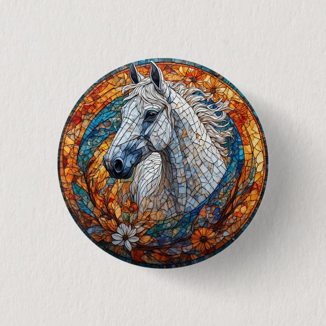 Elegant Horse Stained Glass Portrait 3 Cm Round Badge (Front)