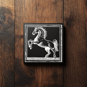 Elegant Horse Training Riding Black Equestrian  Square Business Card