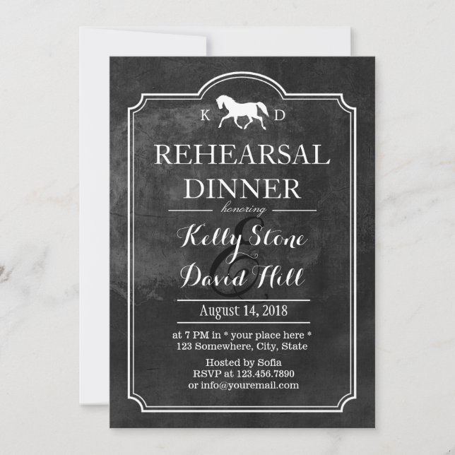 Elegant Horse Wedding Rehearsal Dinner Invitation (Front)