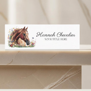 elegant horse with wildflower equestrian mini business card
