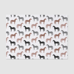 Elegant Horses Brown, Black and Grey Pattern Tissue Paper