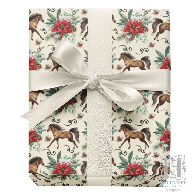 Elegant Horses Christmas Gift Wrapping Paper Cream (Creator Uploaded)