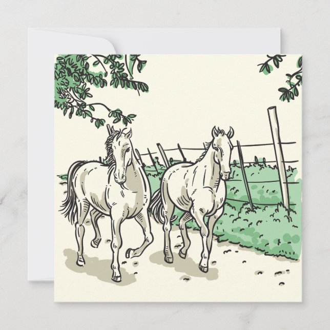 Elegant Horses Flat Holiday Card (Front)