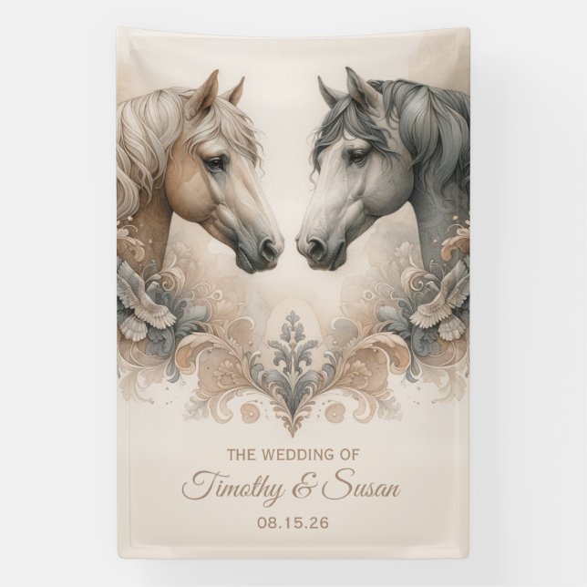 Elegant Horses Wedding Banner (Vertical)